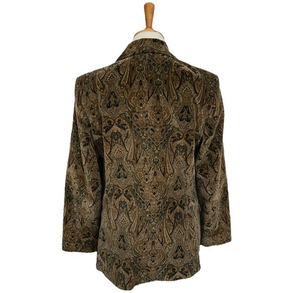 Vintage Y2K 90s Harve Benard Cotton Floral Damask Whimsigoth Blazer Size 10 - Picture 5 of 6